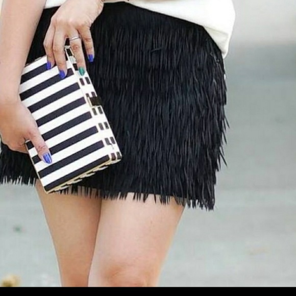 Express Dresses & Skirts - Express Black Fringe Miniskirt Size 6